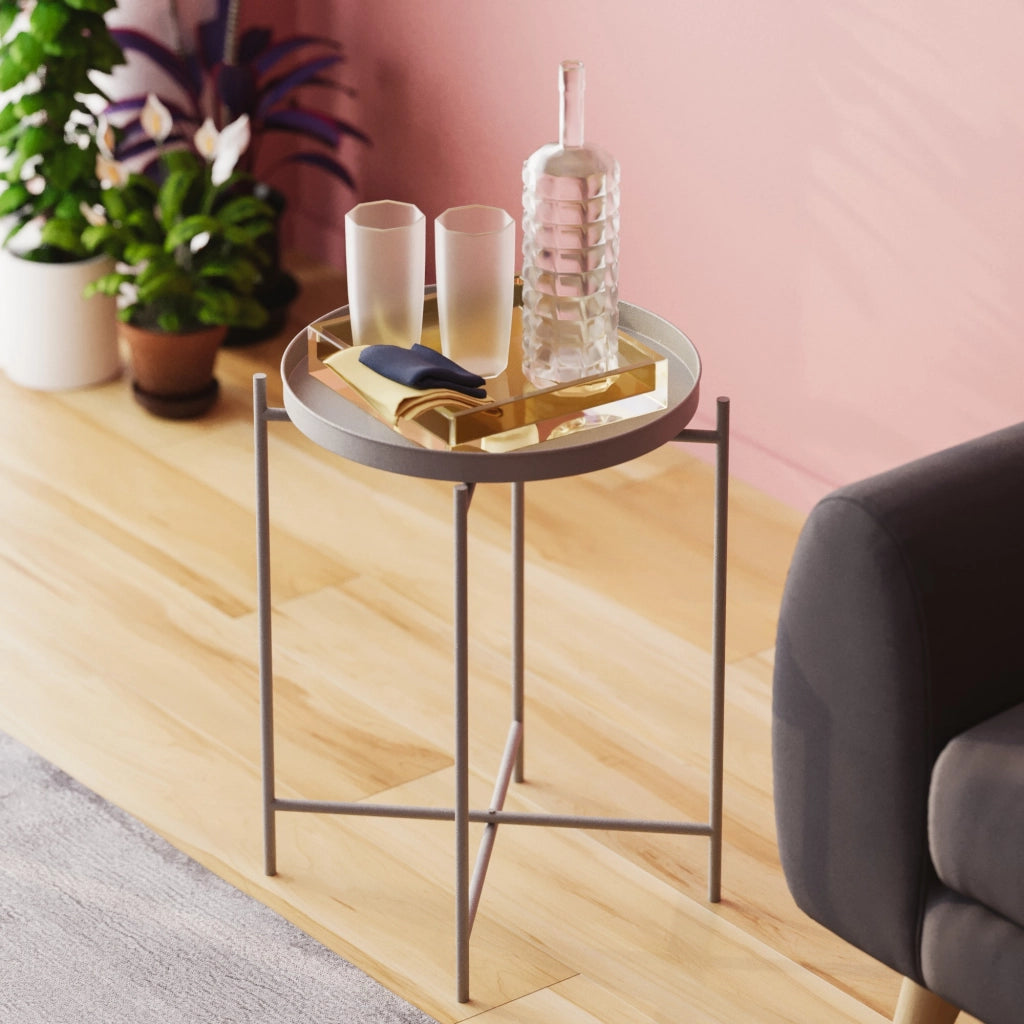 Tavolino in metallo "Sheby" 46 x 46 x 56 cm - Grigio