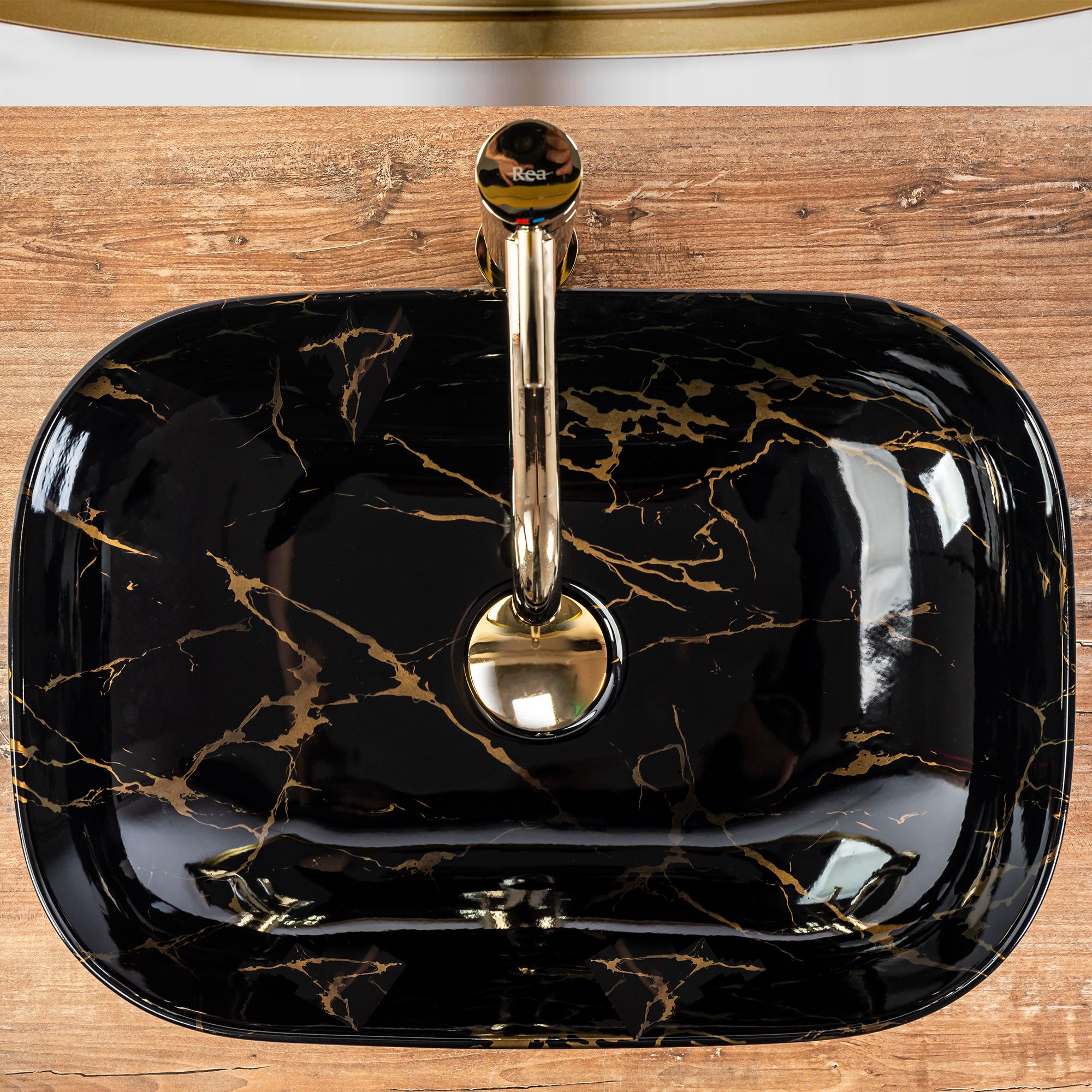 Lavabo Da Appoggio Rea Belinda Black Marble Shiny