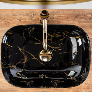 Lavabo Da Appoggio Rea Belinda Black Marble Shiny