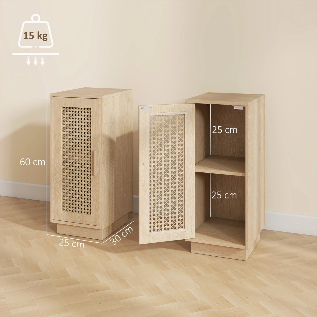Tavolino da letto con cassetto e scaffale ¨C zephmum ¨C legno naturale 25x30x60