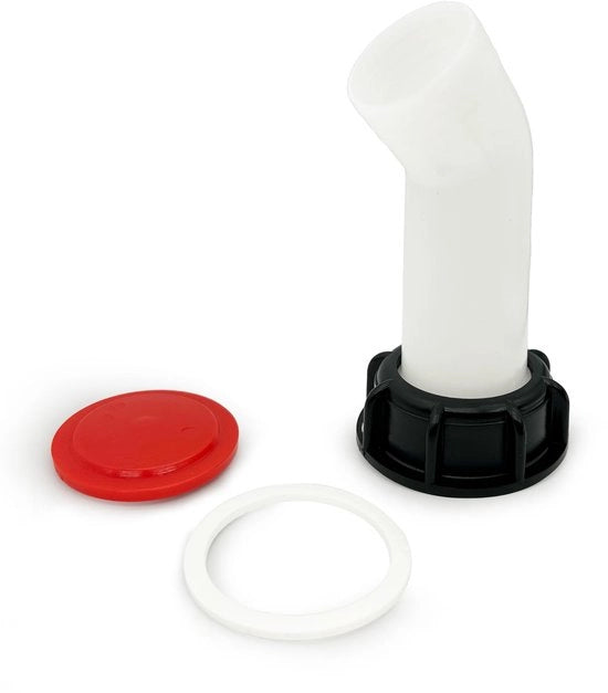 Slang di scarico 60mm per serbatoio IBC - Slang di scarico/buco di scarico - Tubo di allungamento - Progetto semplice - Inclusa anello di vite per connessione - Tubo di scarico