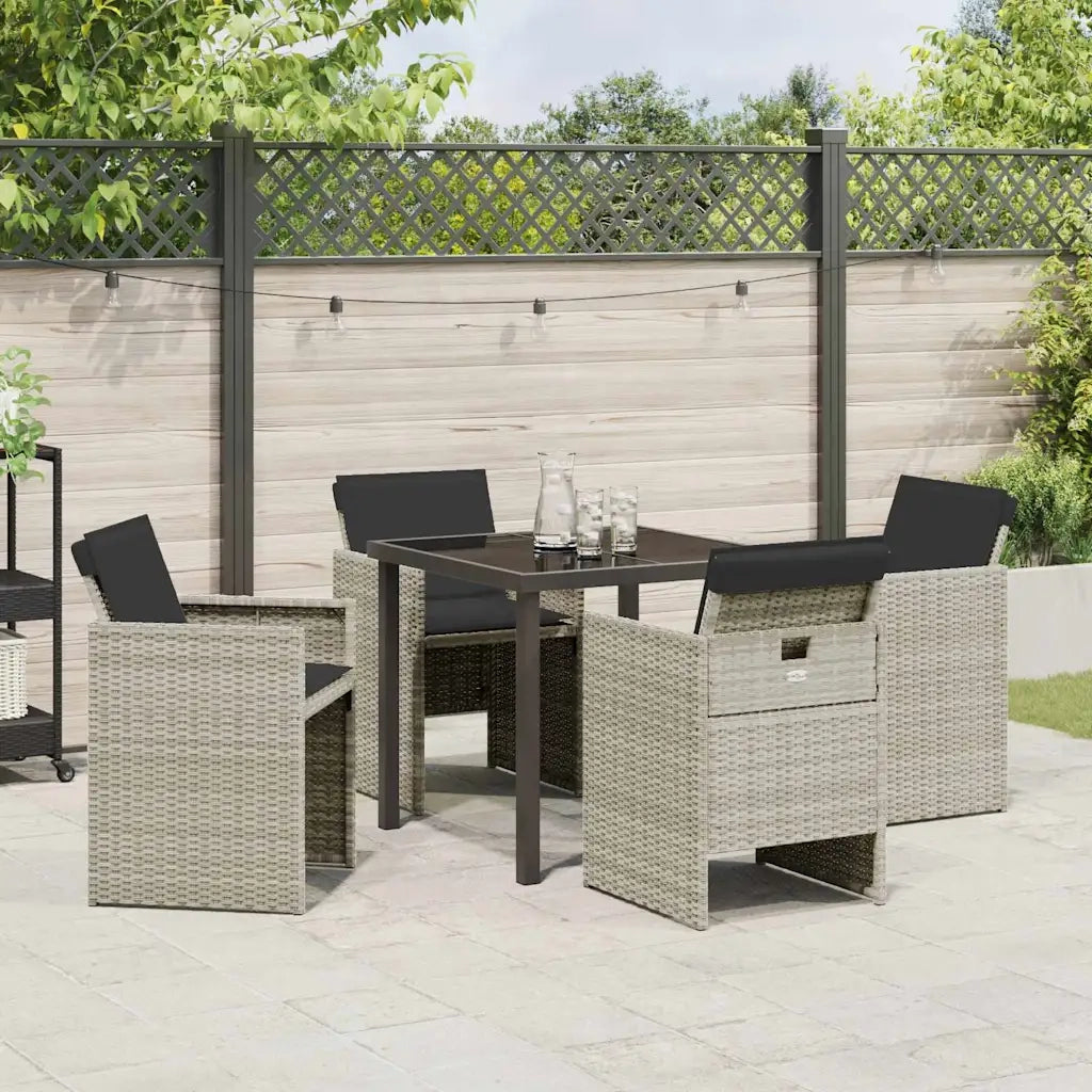 Set da Pranzo per Giardino 5 pcs Grigio chiaro polyrattan 3380609