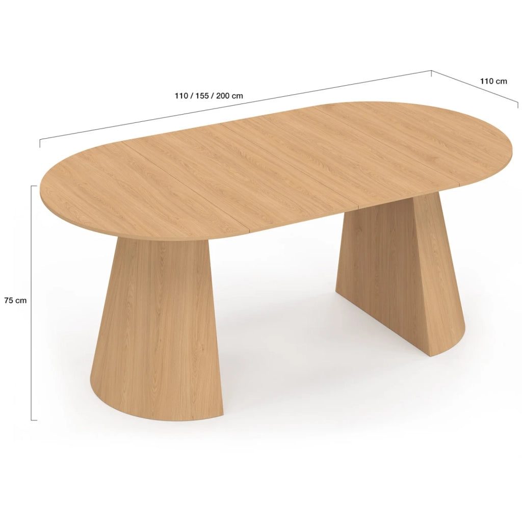 IDMarket - ANGELE tavolo da pranzo rotondo allungabile per 4-10 persone effetto legno faggio 110-200 cm