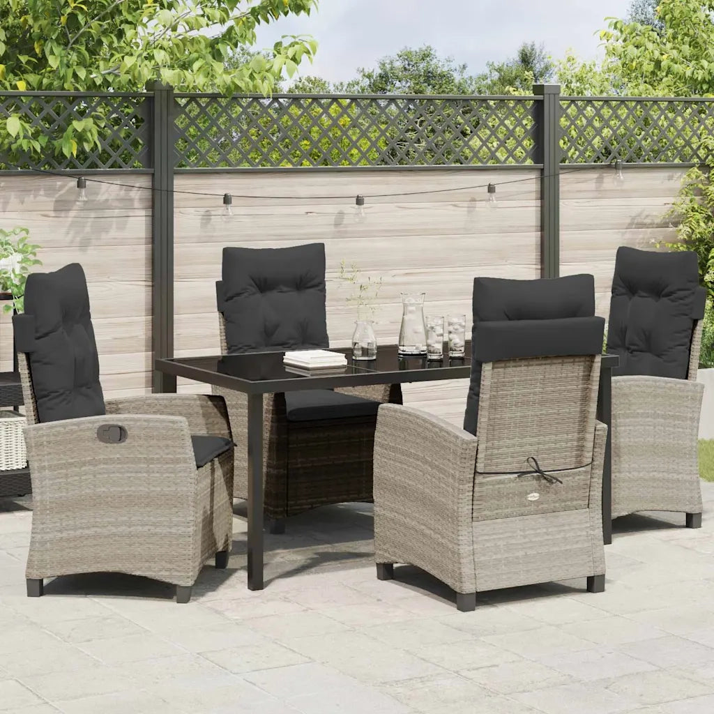 Set da Pranzo per Giardino 5 pcs Grigio chiaro polyrattan 3380410