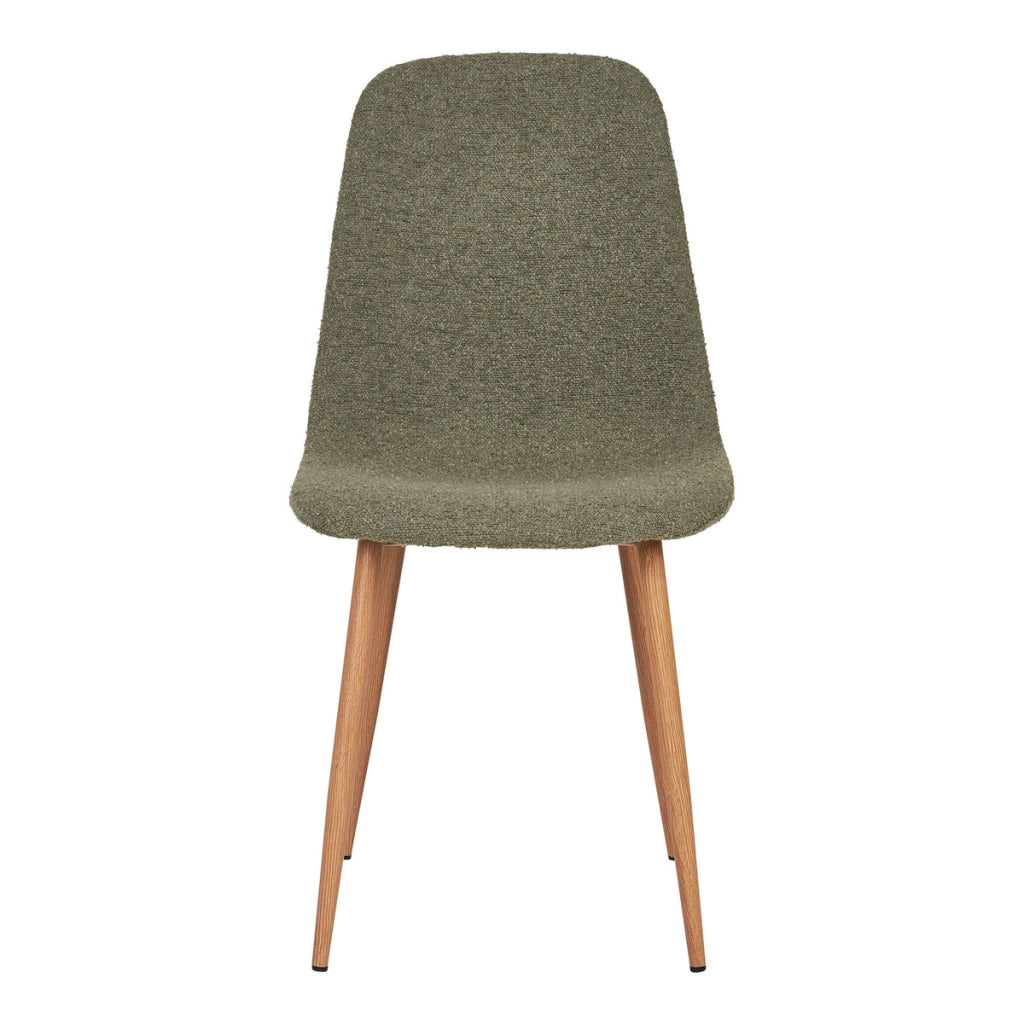 Set 2 sedie da pranzo Stockholm in Bouclé Verde Scuro con Gambe Effetto Legno