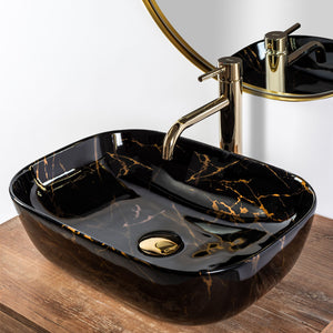 Lavabo Da Appoggio Rea Belinda Black Marble Shiny