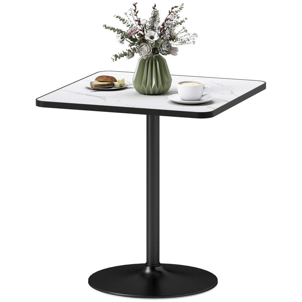 Tavolo da pranzo quadrato ¨C zephmum ¨C 70x70 cm, effetto marmo, bianco