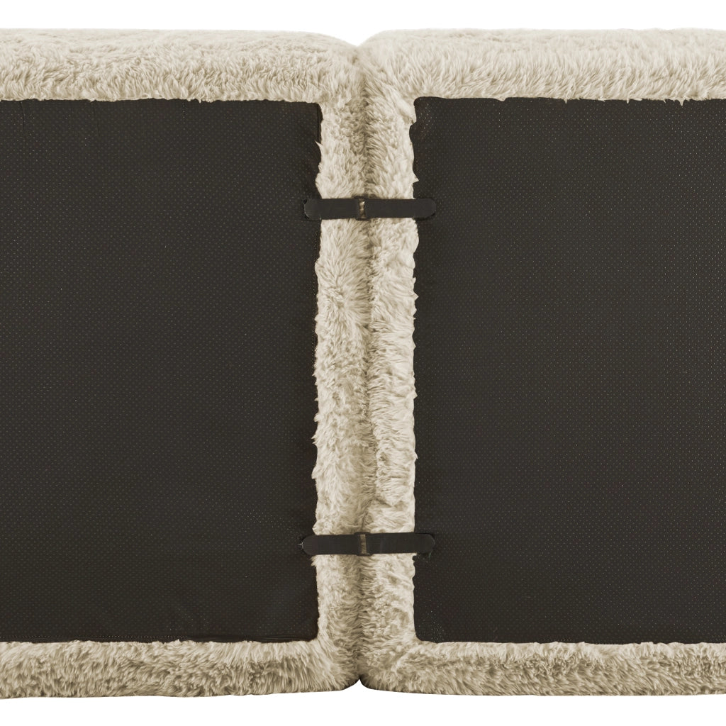 Divano modulare senza braccioli con cuscino in tessuto peluche, seduta ampia, beige cachi chiaro