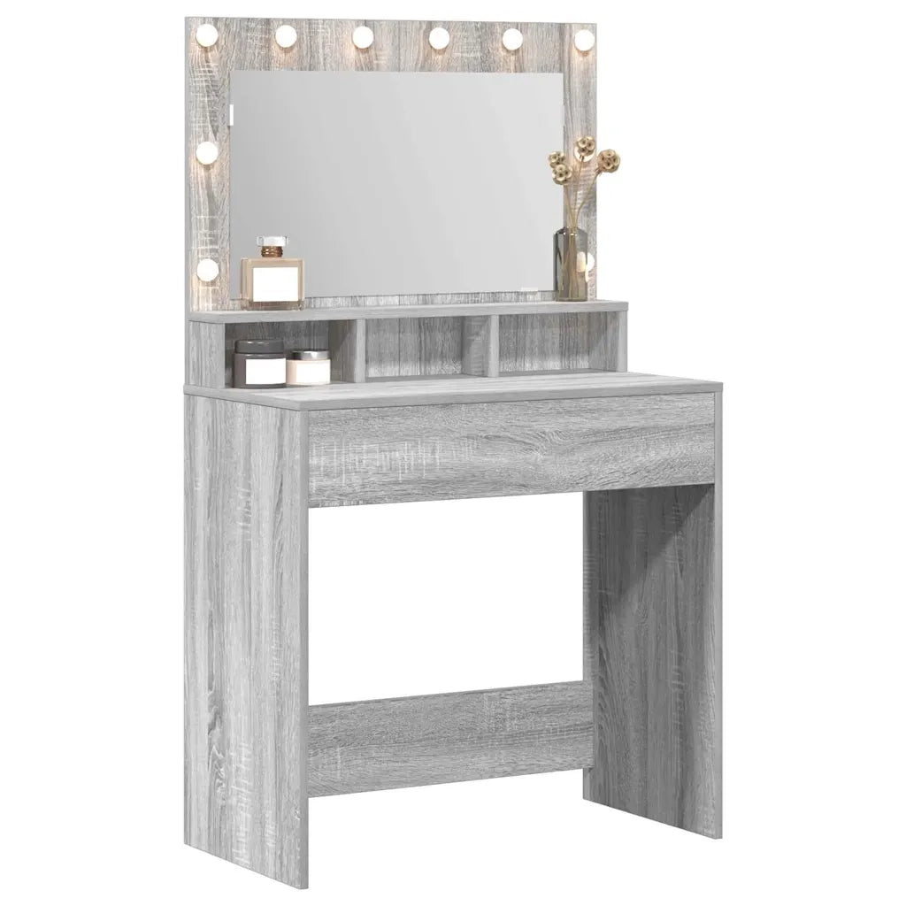 Tavolo da Trucco con specchio Grigio Sonoma 78,5 x 41 x 135 cm 865114