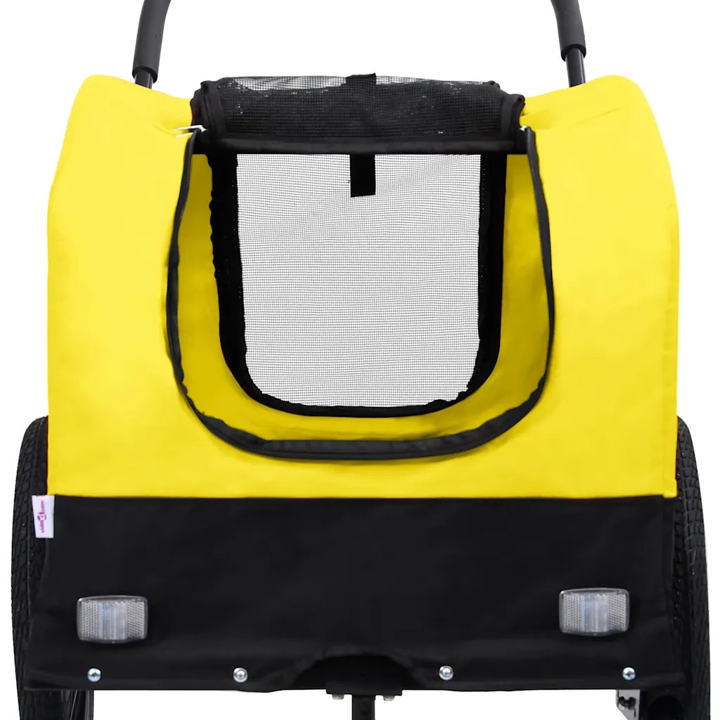 Rimorchio Bici per Animali Carrello Jogging 2in1 Giallo e Nero 92439