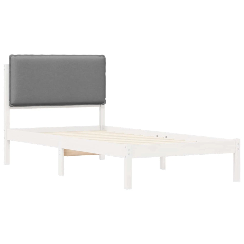 Letto con Testiera Rivestita Grigio chiaro 75 x 190 cm