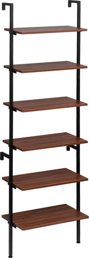 Scaffale a Pioggia con 6 Livelli - Combinato, Scaffale, Armadio a Muro, Scaffale a Pioggia - MDF e Acciaio - 60x30x204 cm - Legno Scuro con Nero