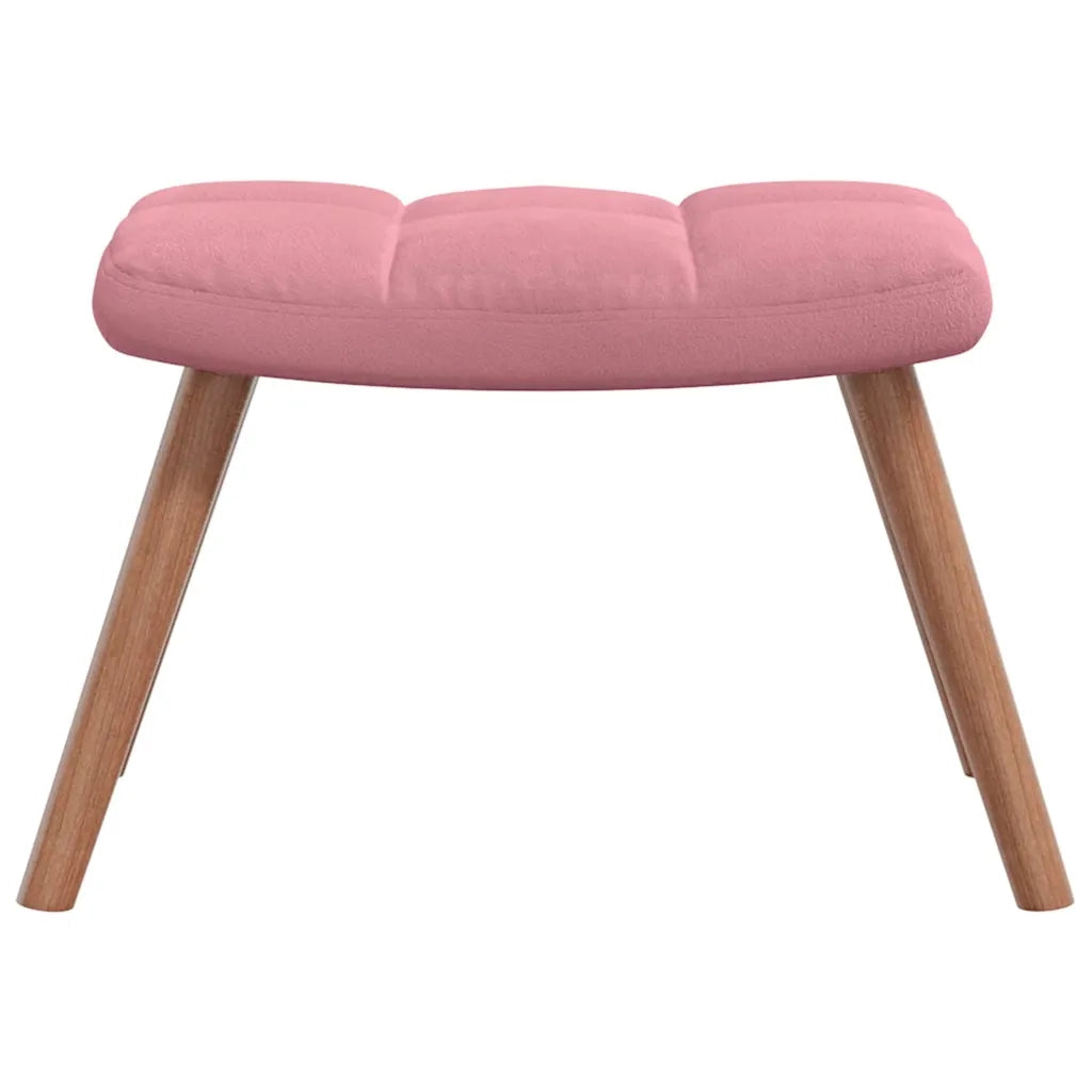 Divano Sedia-Poltrona Relax con Poggiapiedi Rosa in Velluto 250796