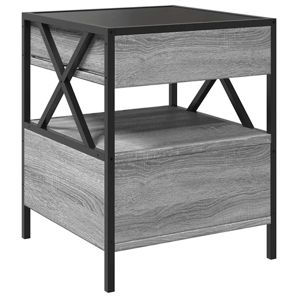 Tavolino da salotto | Tavolino da caff¨¨ | Tavolino da Soggiorno con LED Infinity Grigio Sonoma 40x40x51 cm