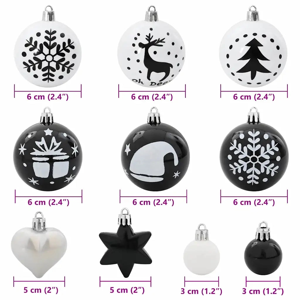 Set di Palle di Natale 40 pz Nero e Bianco Plastica CFW9873874