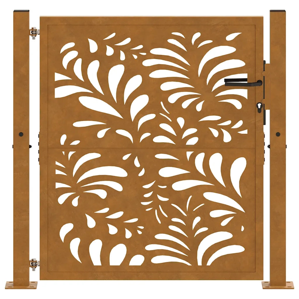 Cancello da Giardino 105x105 cm Acciaio Corten Design Ondulato