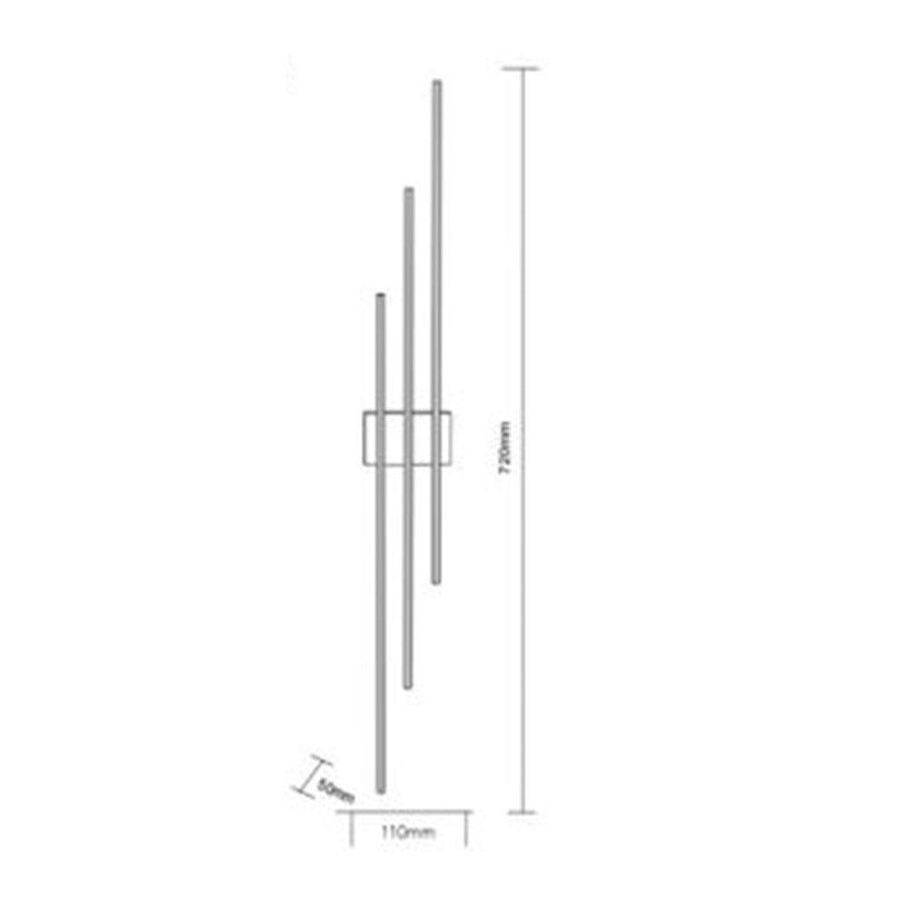 Trade Shop - Applique Da Muro Led 23w Moderna 3 Linee Verticali Nero Luce Calda Naturale Aq13 -