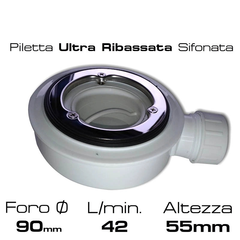 Piatto doccia marmoresina gelcoat semicircolare grafite nero h.2,8cm Doliso Elostone 90x90cm