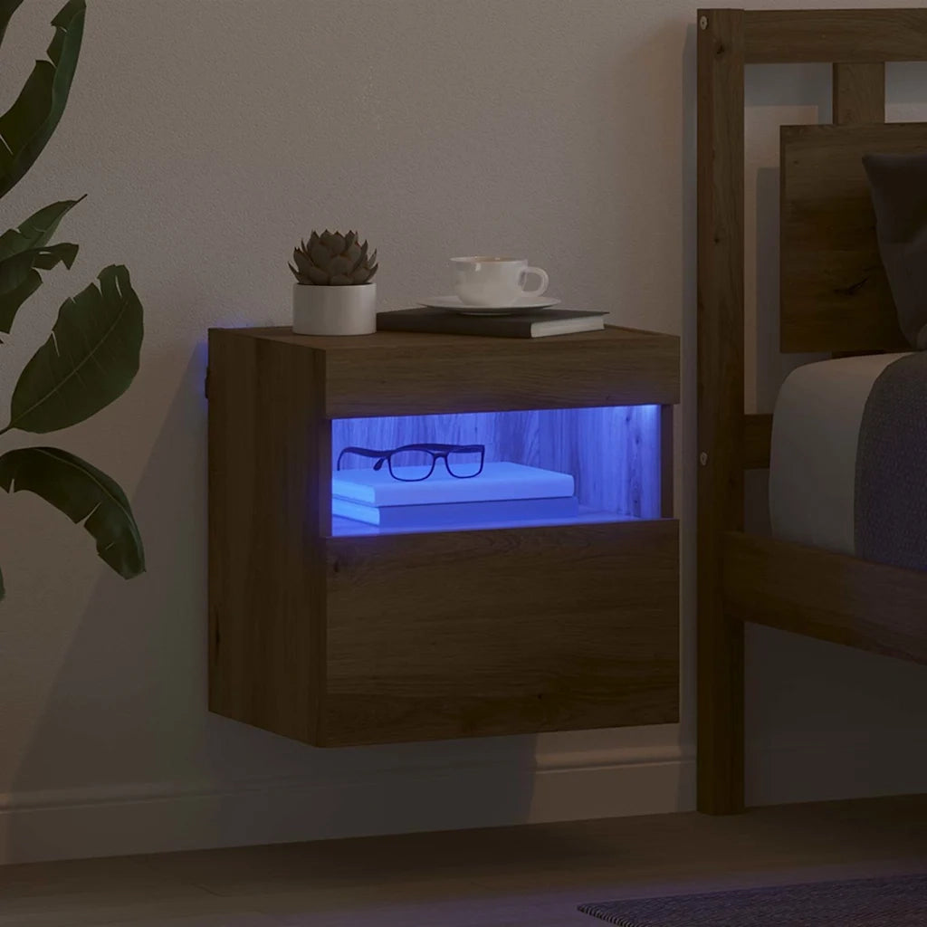 Mobile TV da parete con LED Rovere artigianale 40 x 30 x 40 cm
