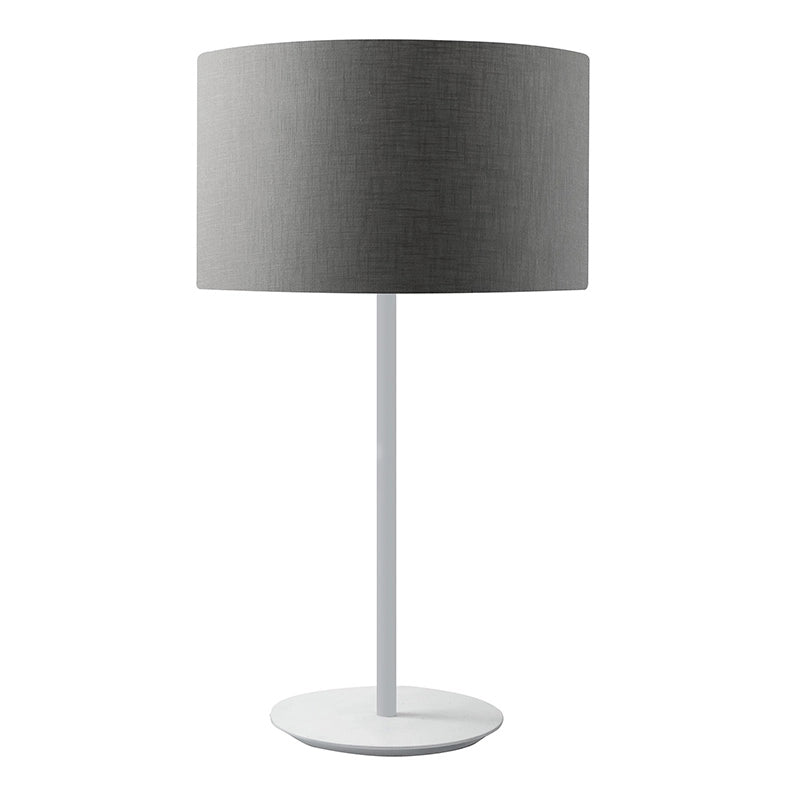 Vivien Lampada da Tavolo Bianca - Paralume Cilindrico Antracite, Attacco E27, Potenza 75W, IP20, Design Minimal - Rossini