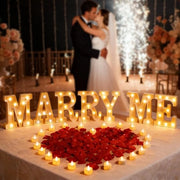 Luminarie Decorative per Tavolo - Decorazione Romantica per la Notte - Proposte di Matrimonio - Carillon a Fuoco senza Fiamma - 2000 Foglie di Rosa - Decorazione
