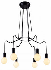 Candellux Basso lampadario industriale nero 6xE27 metallo