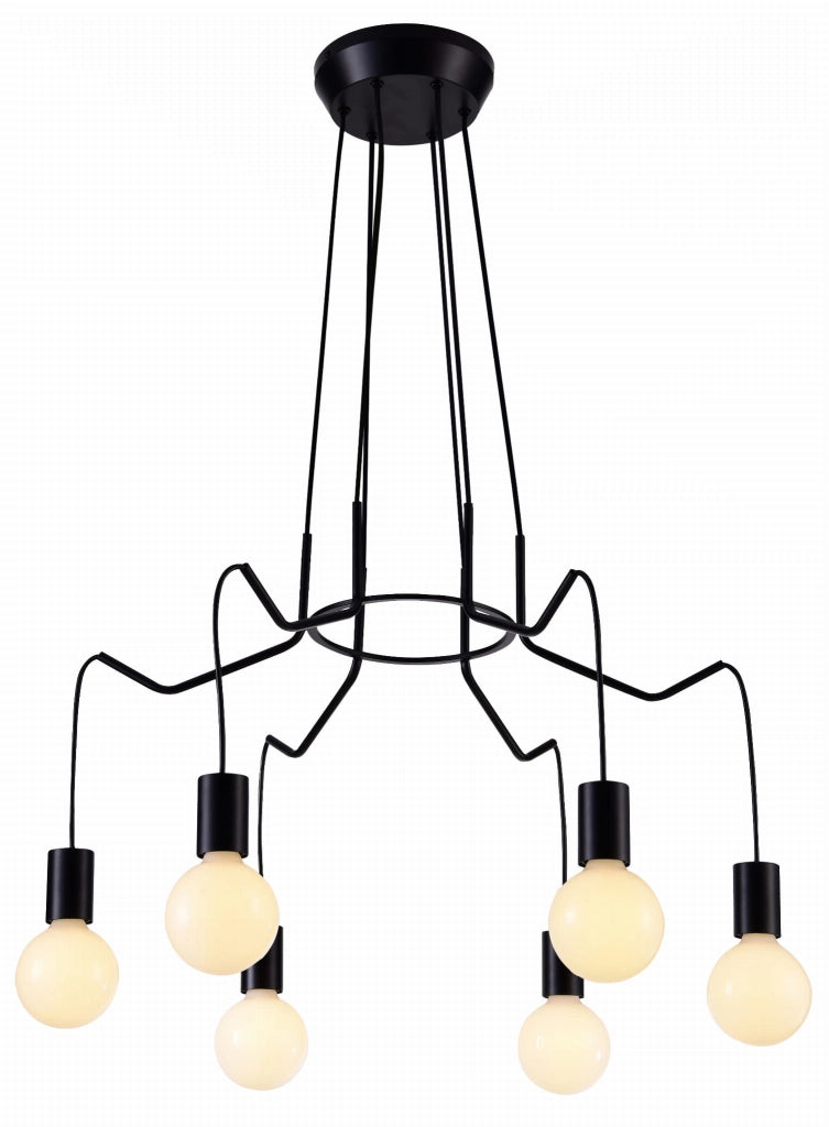 Candellux Basso lampadario industriale nero 6xE27 metallo