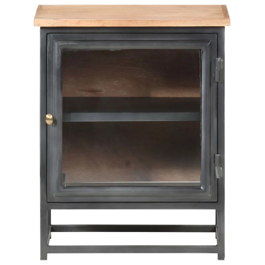Comodino-Tavolino da notte Grigio 40x30x50 cm in Legno Massello di Acacia