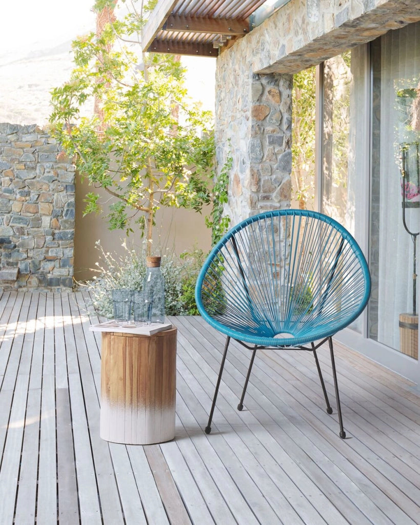 Sedia da Giardino rattan sintetico a Raggi Blu Resistente Agenti Atmosferici
