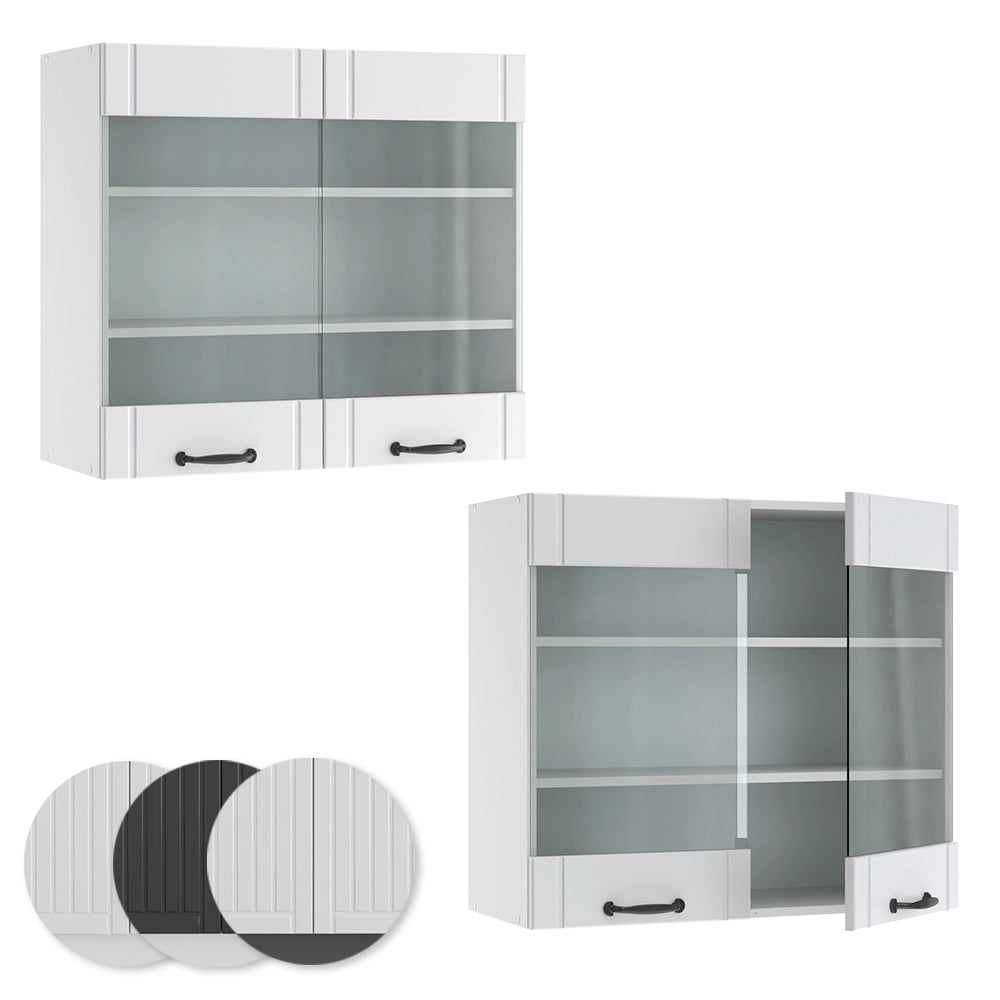 Vicco Mobile da cucina in vetro Bianco casa di campagna 80 cm