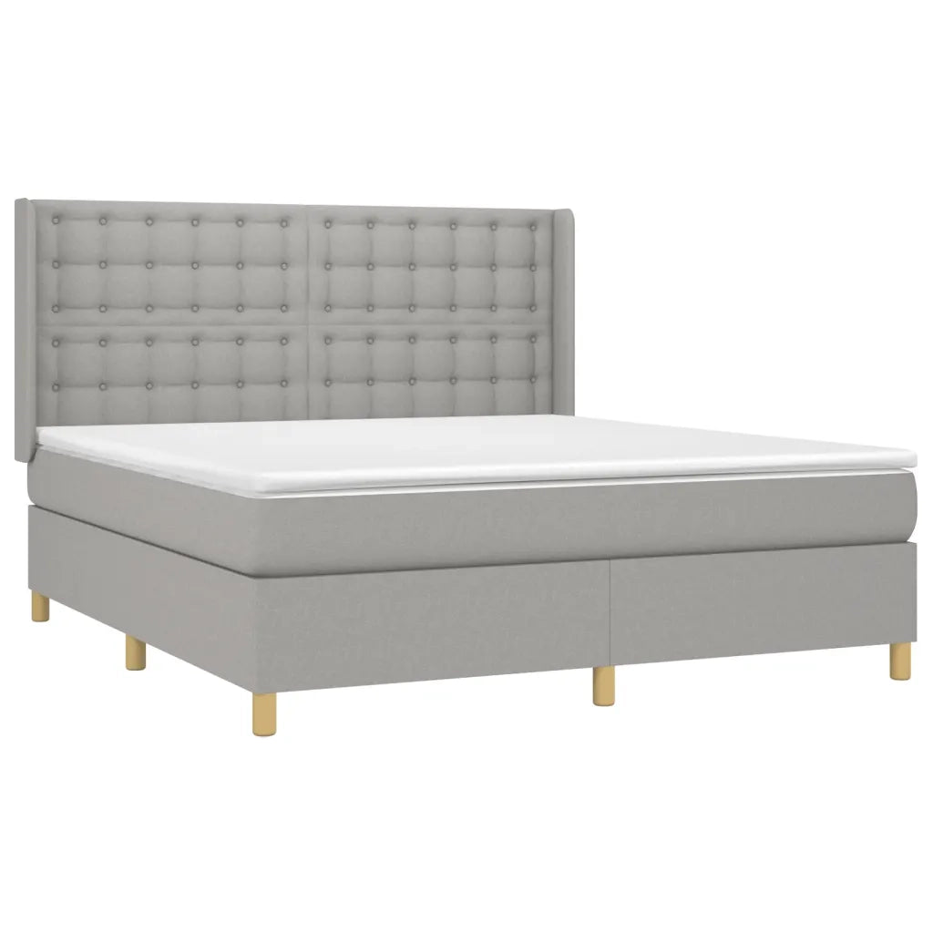 Letto a Molle Materasso e LED Grigio Chiaro 160x200 cm Tessuto 3139205