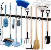 Organizzatore per attrezzi da giardino in alluminio inossidabile - Organizzatore per attrezzi pesanti - Scaffale per garage autoadesivo con 5 rack e 4 ganci