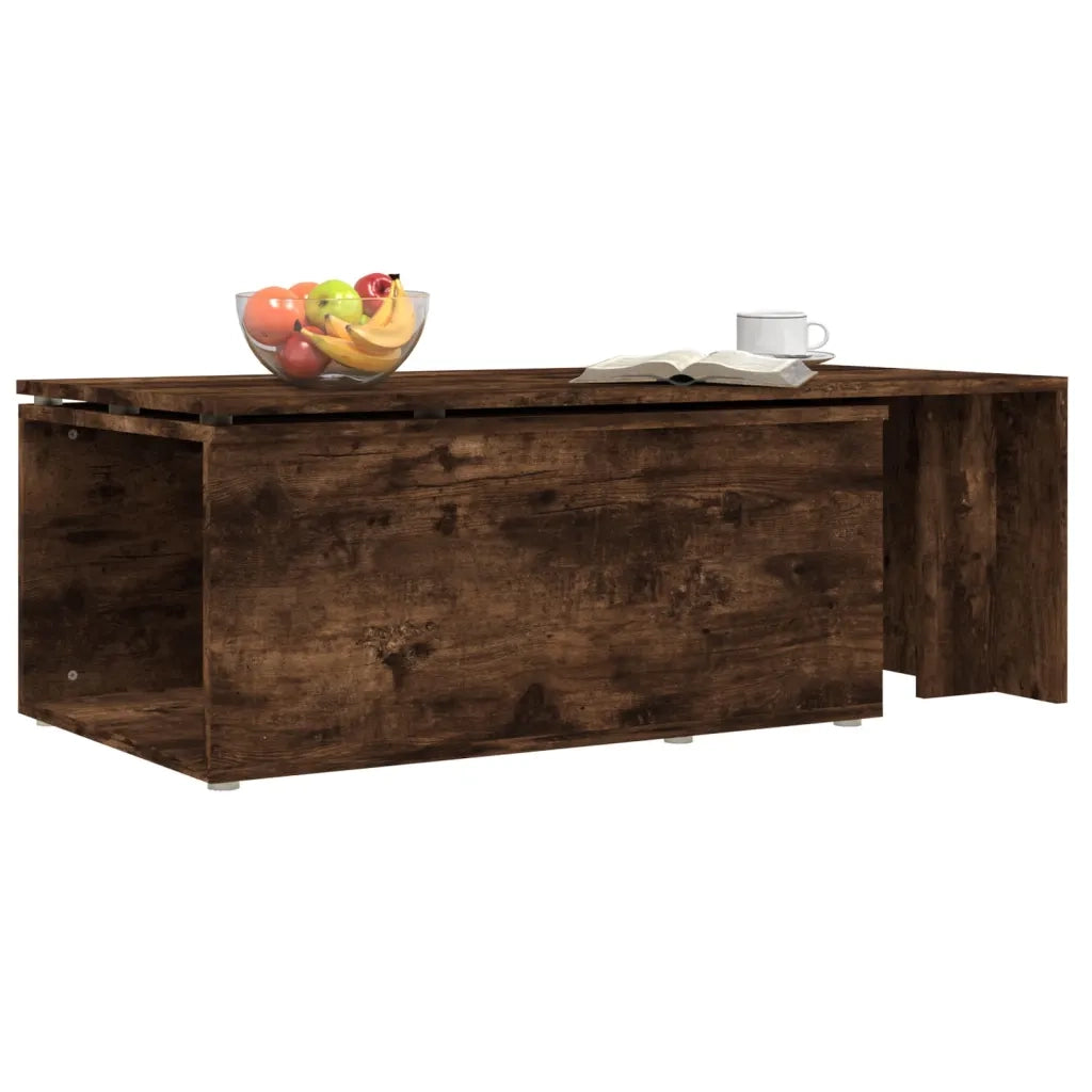 Tavolino da Salotto Rovere Fumo 150x50x35 cm Legno Multistrato 815468