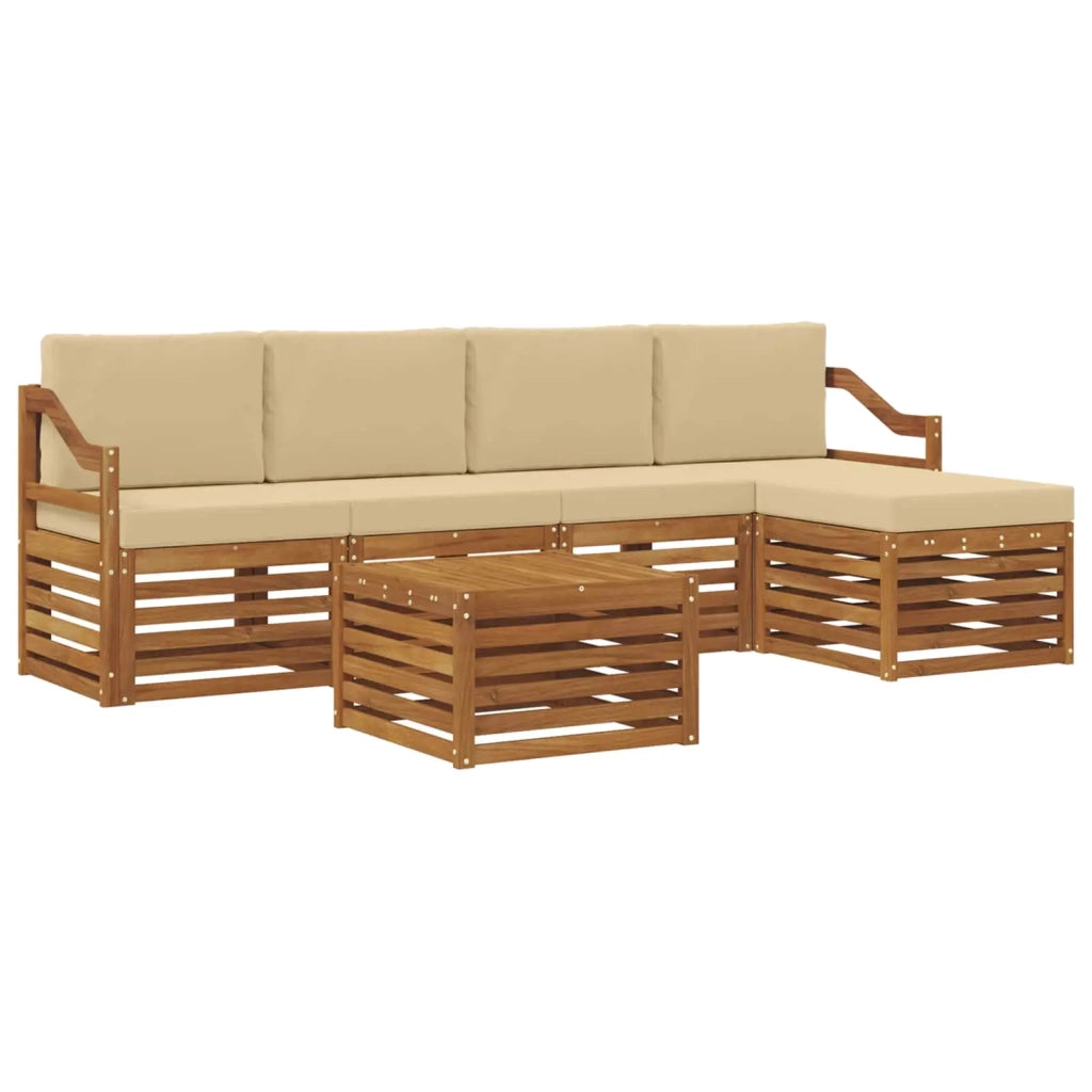 Set di divani da esterno con cuscino 6 pcs Naturale e Beige 3374708