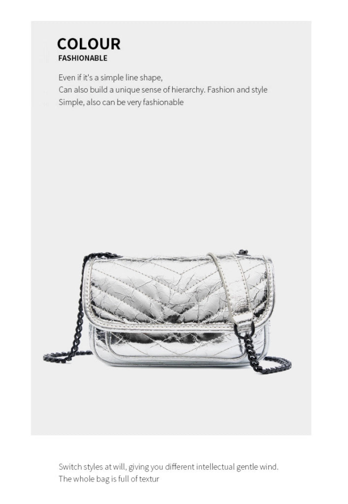 Ampia borsa da donna in vera pelle, adatta per l'ufficio, color argento; pu¨° essere portata a tracolla o a spalla.