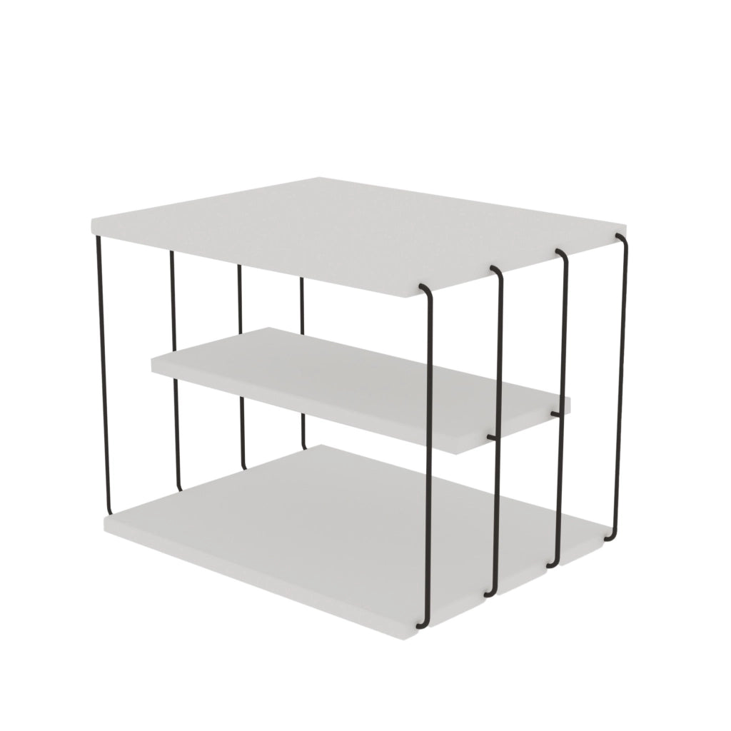 Tavolino laterale in legno "Lifon" - 50 x 40 x 33 cm - Bianco/Nero