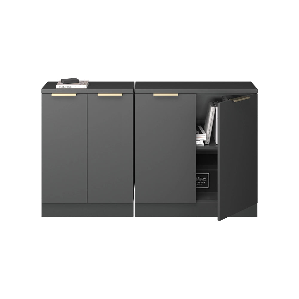 Set di mobili sottotetto Rion Antracite-oro/Antracite 140 cm Set di 2 carcasse armadio profondità 60 cm Vicco