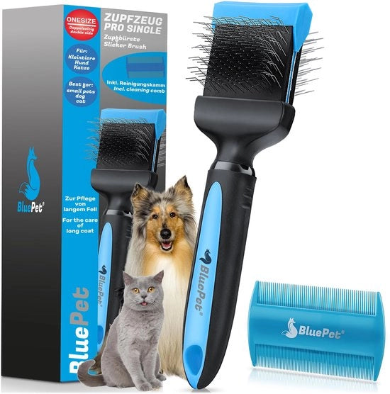 Borsetto per Cane e Gatto con Setole Flessibili per Capelli Lunghi, Rasoio per Cane e Gatto per Eliminare la Sporcizia, i Cenci e le Maglie con Code 106-1, Modello 106-1, Materiale: Acciaio Inox, Lunghezza: 25 cm, Peso: 140 g