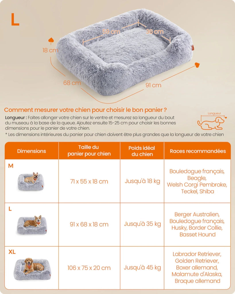 Cuccia per cani/cuccia per animali domestici 71 x 55 x 18 cm cuscino per divano morbido e imbottito con bordi rialzati rivestimento sfoderabile e lavabile antiscivolo grigio sfumato 12_0006820