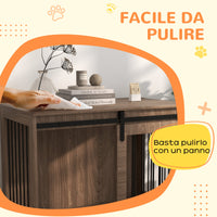 Cuccia per Cani Grandi Casetta con Porta Scorrevole per Interno 98x58x61 cm in Legno Marrone