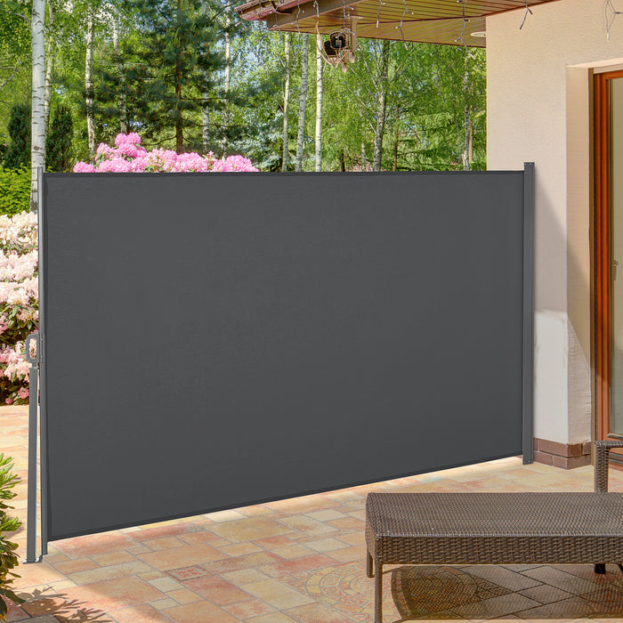 Frangivista da Giardino Estensibile 300x160A cm Poliestere Anti UV e Alluminio Grigio