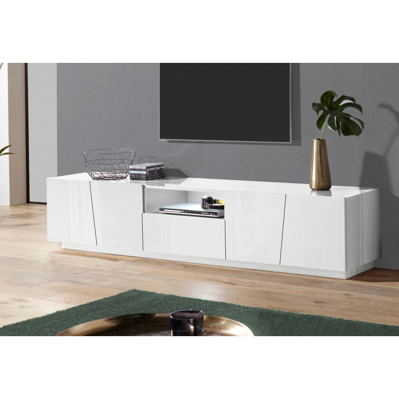 Mobile Porta TV Vega 220 – 4 ante/1 cassetto – Bianco Lucido