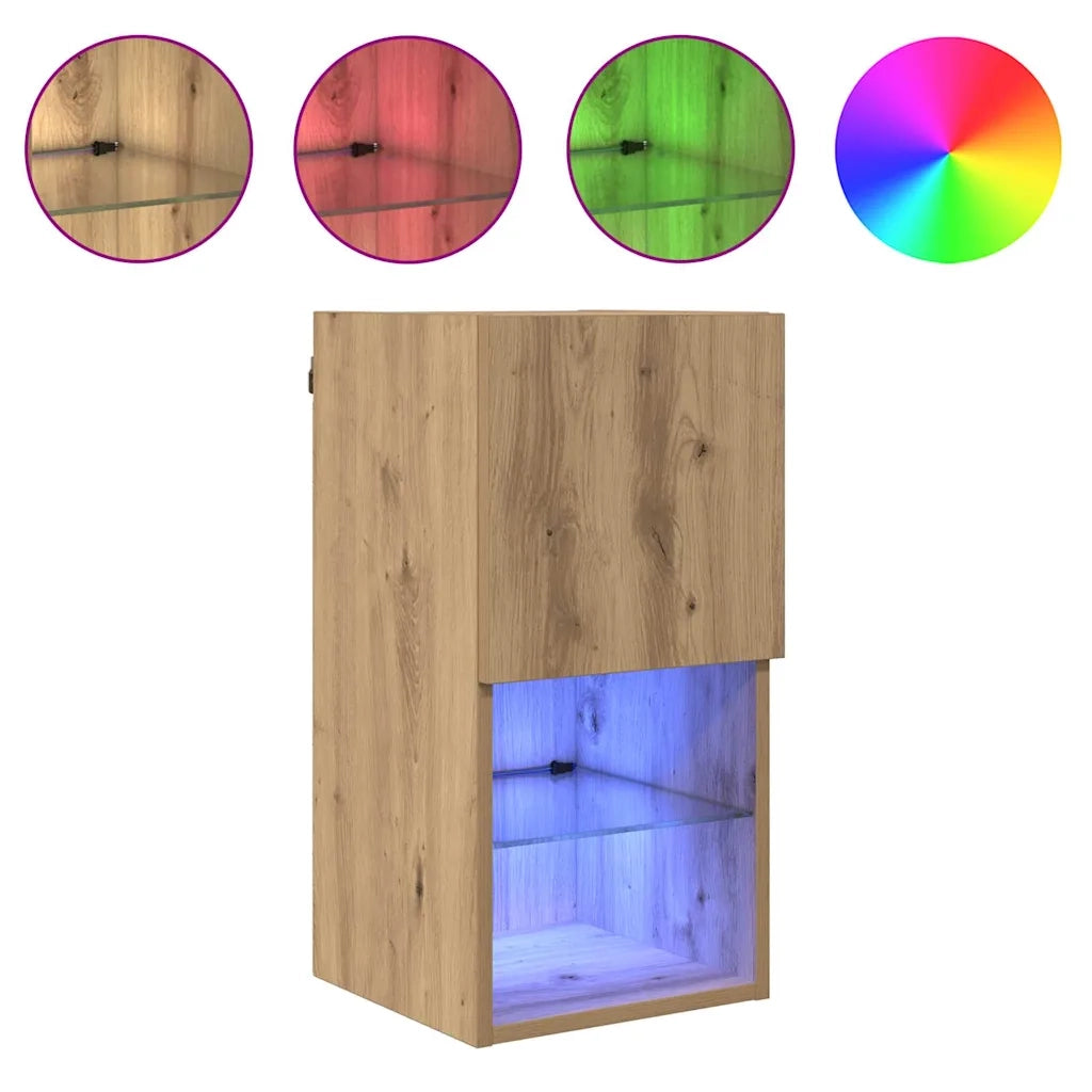 Mobiletti TV a parete con LED 2 pcs Rovere artigianale 882945