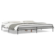 Letto matrimoniale | Letto per adulti | Giroletto Grigio Sonoma 200x200 cm in Legno Multistrato Metallo