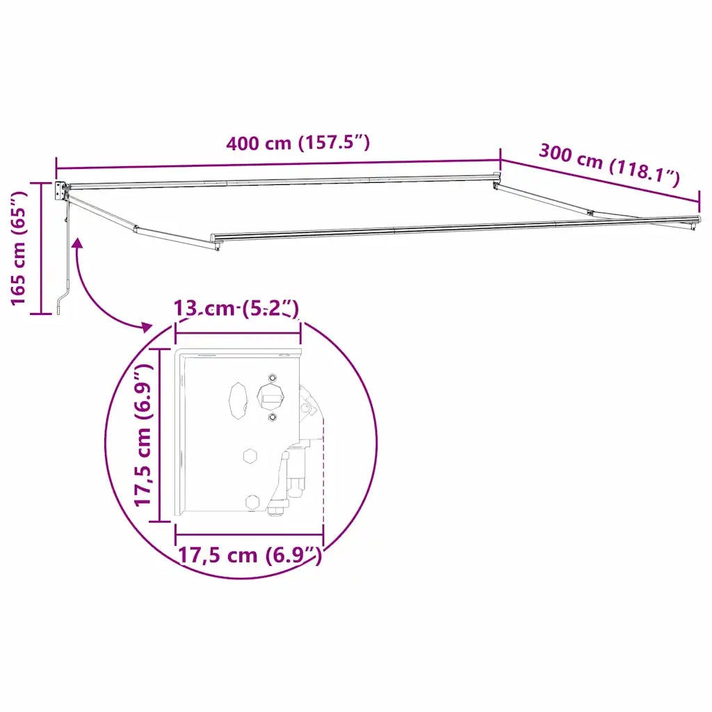 Telaio per tende da sole retrattile Bianco 400 × 300 cm 362023