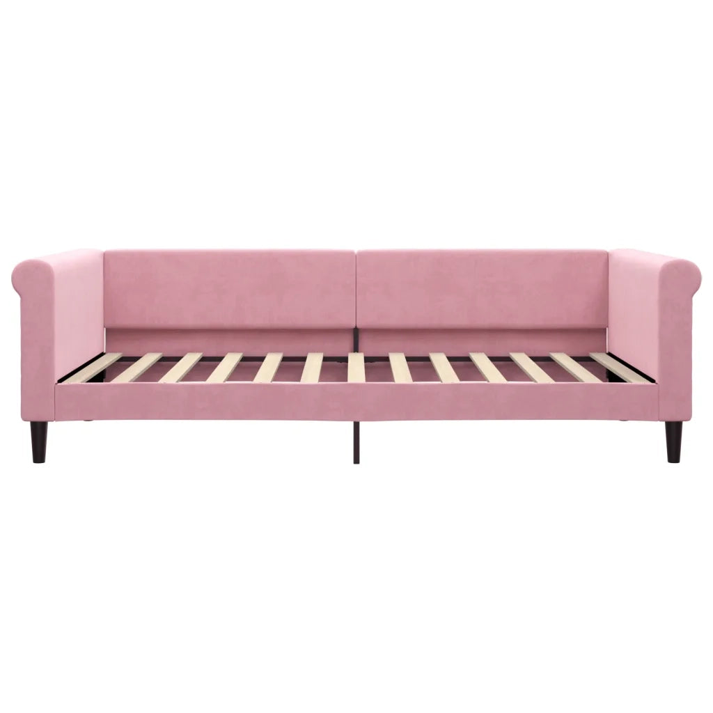 Divano Letto con Materasso Rosa 100x200 cm in Velluto 3197757
