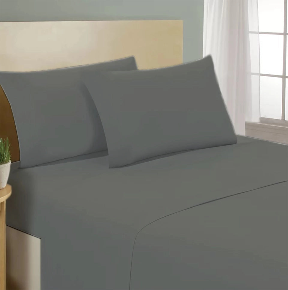 Lenzuolo letto sotto con angoli 100% puro cotone Made in Italy tinta unita Tortora - 1 Piazza e mezza francese