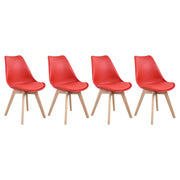 Set di 4 sedie scandinave NORA rosse con cuscino