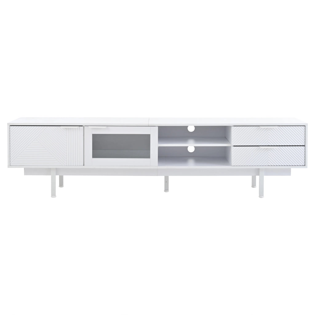 Mobile TV con 2 Ante e 2 Cassetti ¨C MINIMAL ¨C Bianco, 200x40x50.5 cm