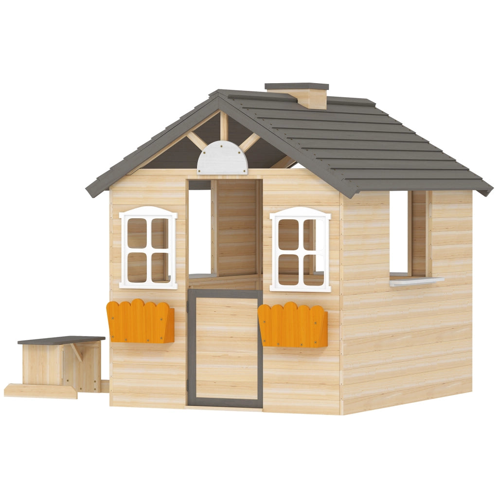 Casetta per Bambini con Panchina ¨C Zephmum ¨C Legno di Pino 113x94x134.5 cm